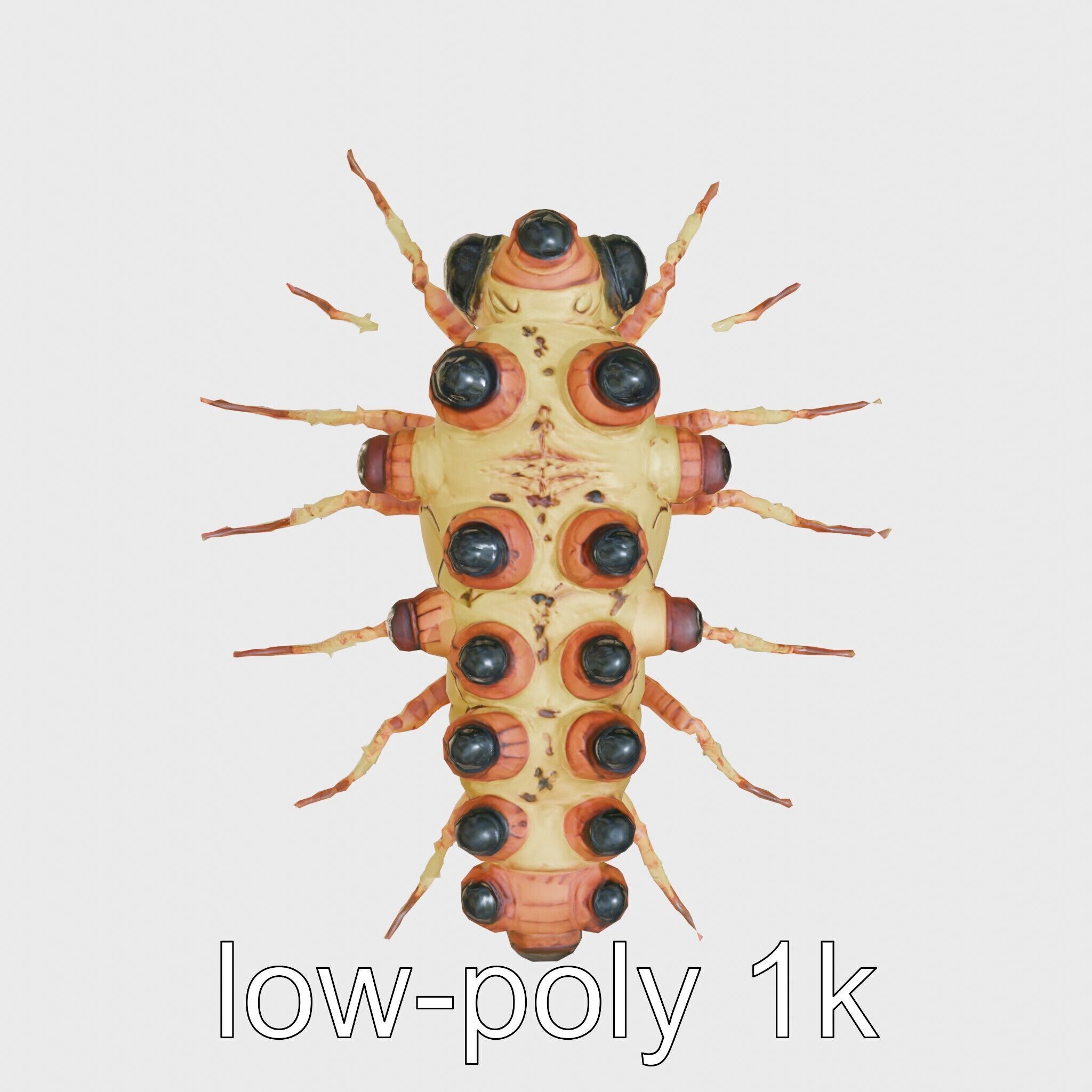 Gelatinous Multi-Eyed Insect Creature Low-poly 3D model_20