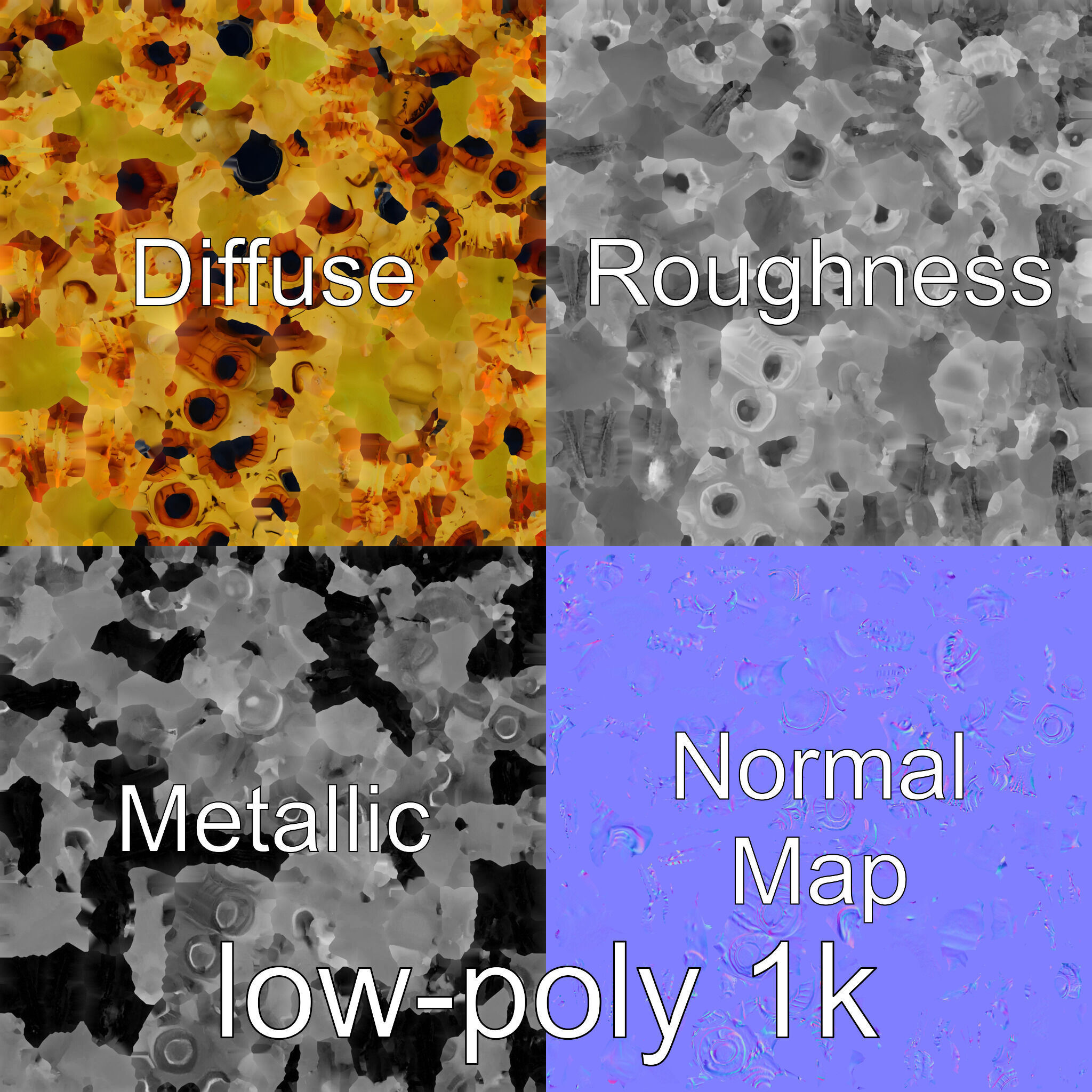 Gelatinous Multi-Eyed Insect Creature Low-poly 3D model_30