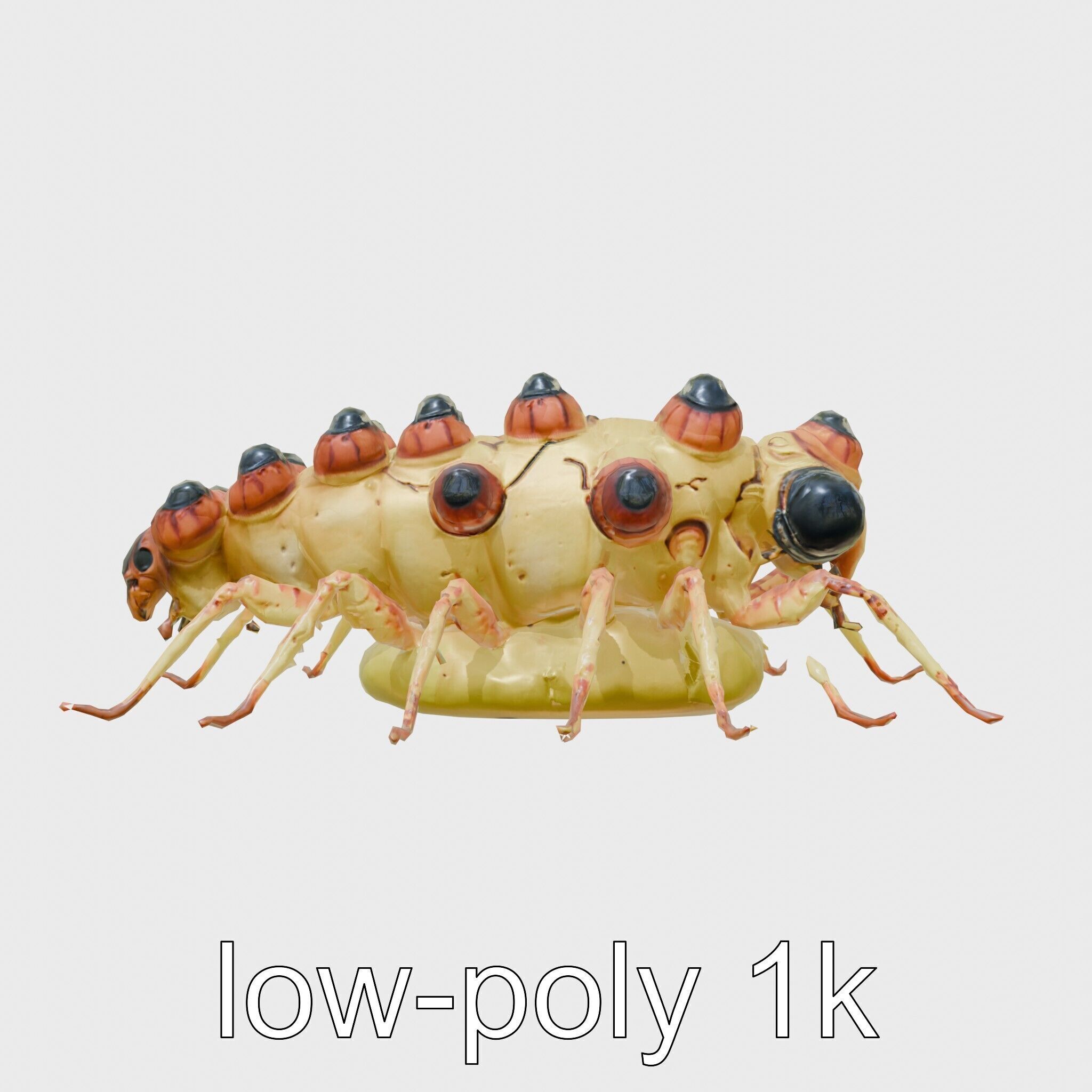 Gelatinous Multi-Eyed Insect Creature Low-poly 3D model_15
