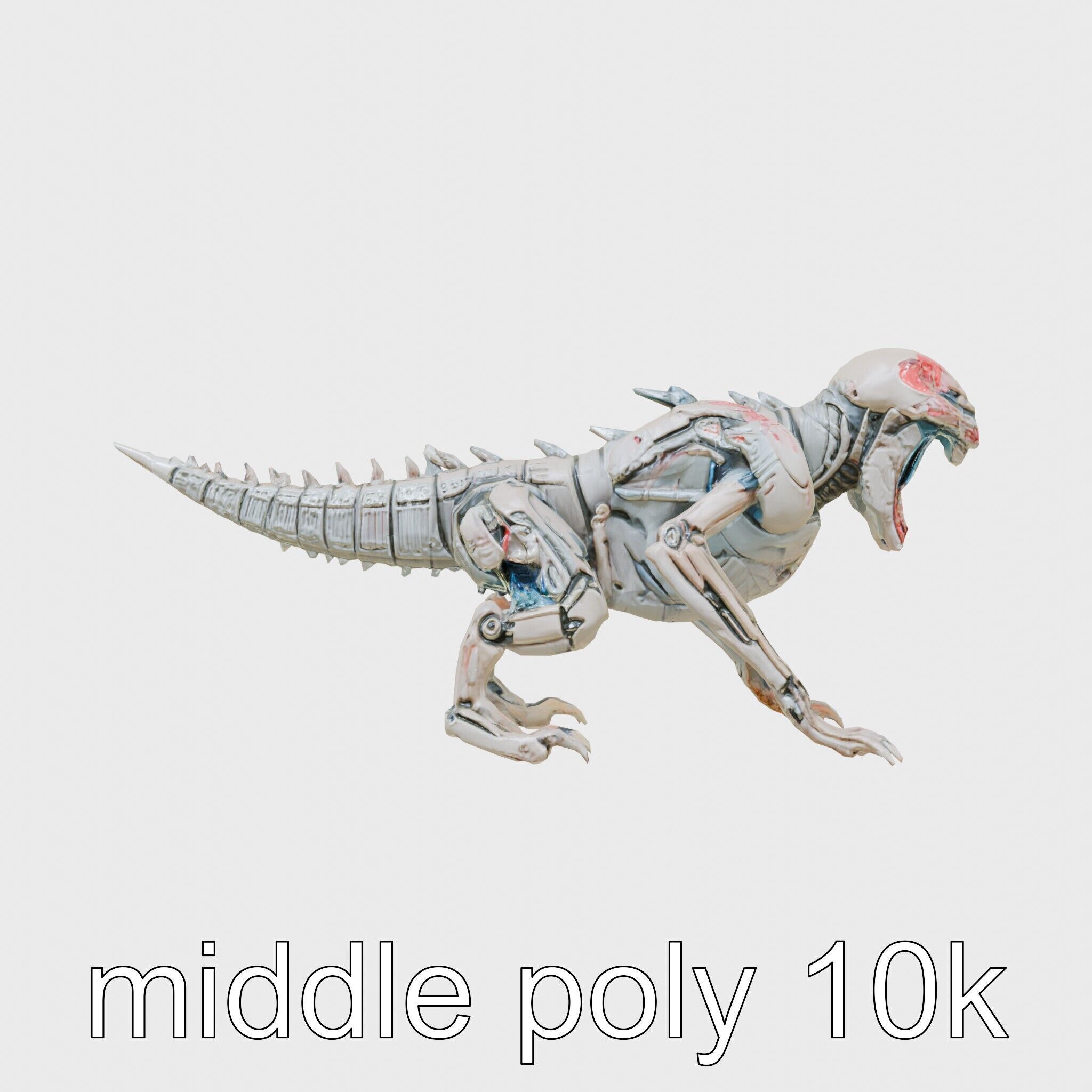 Mechanical Dinosaur Beast with Bleeding Wounds Low-poly 3D model_24