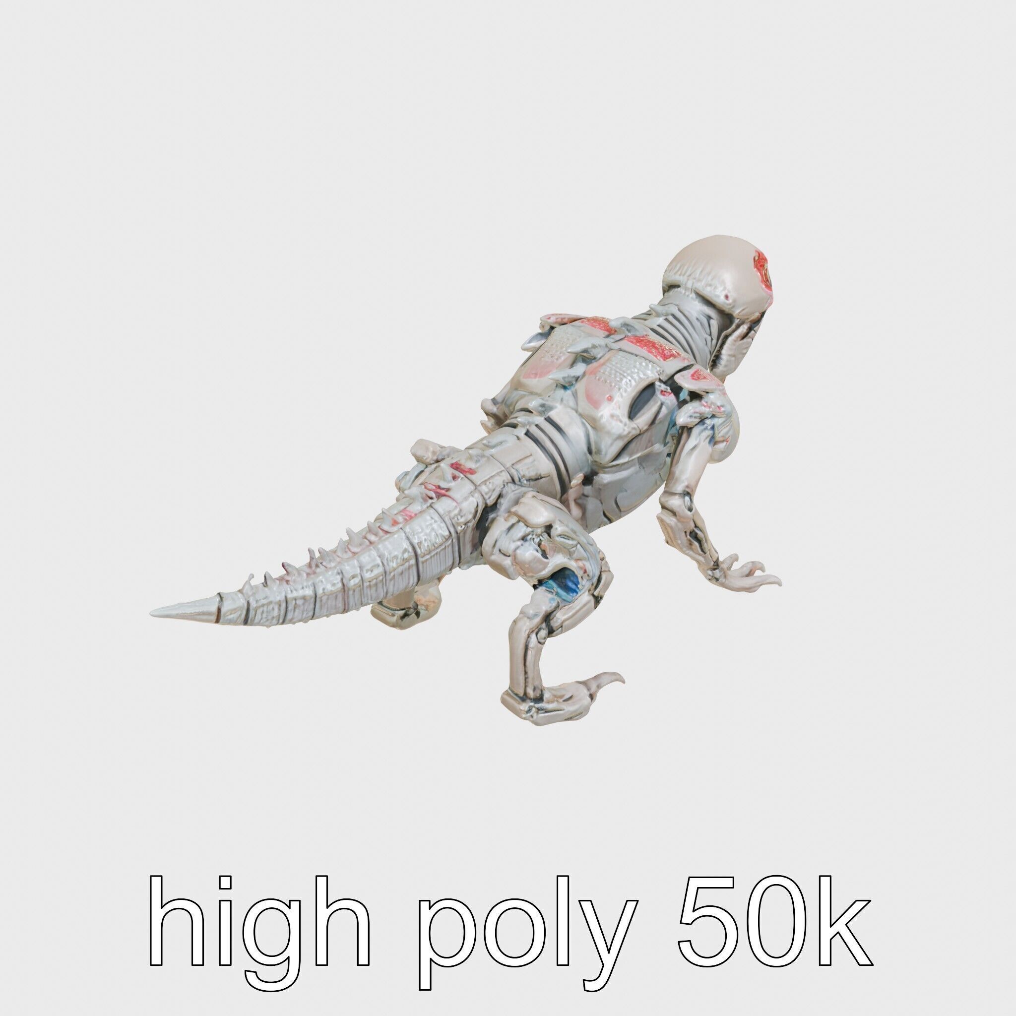 Mechanical Dinosaur Beast with Bleeding Wounds Low-poly 3D model_17