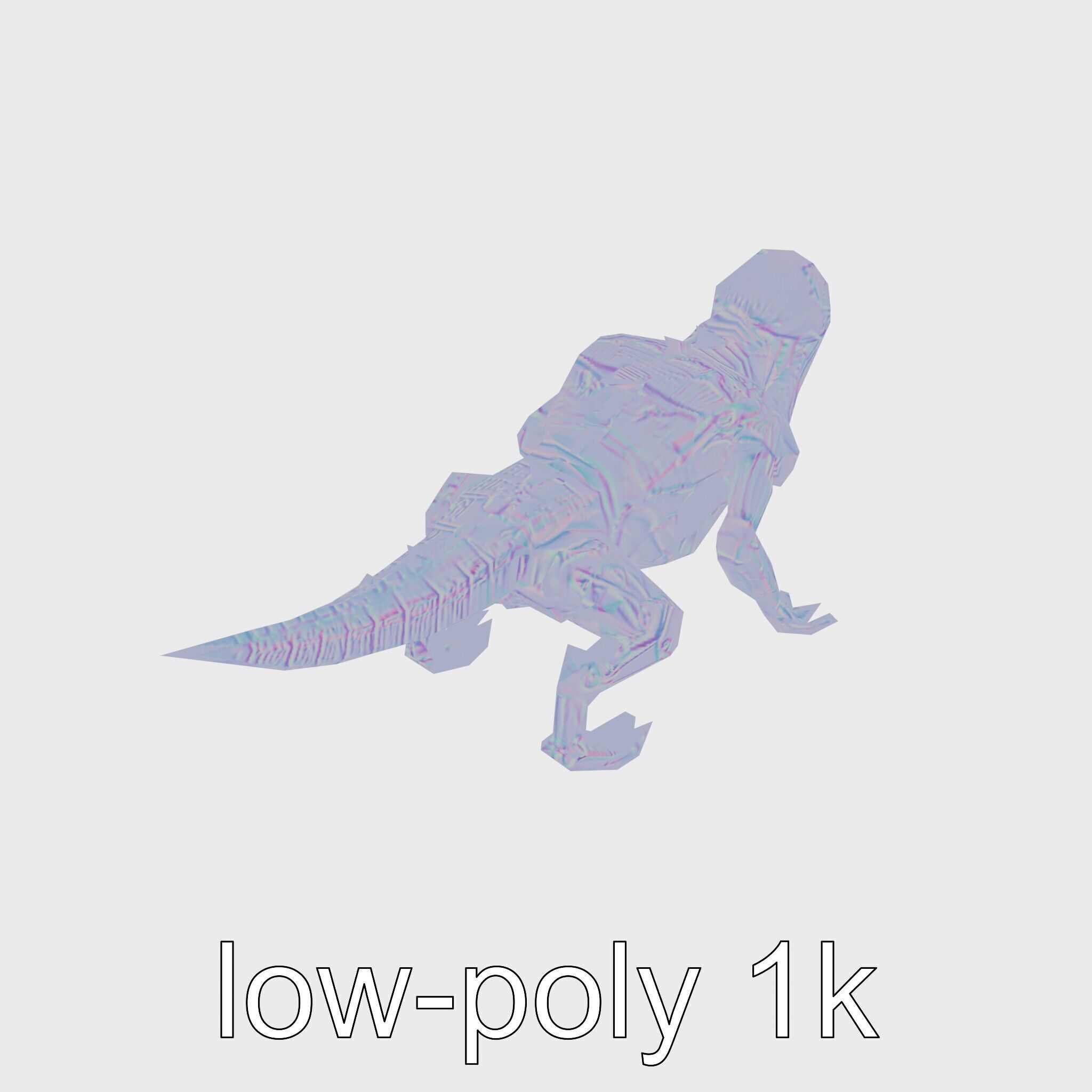 Mechanical Dinosaur Beast with Bleeding Wounds Low-poly 3D model_22