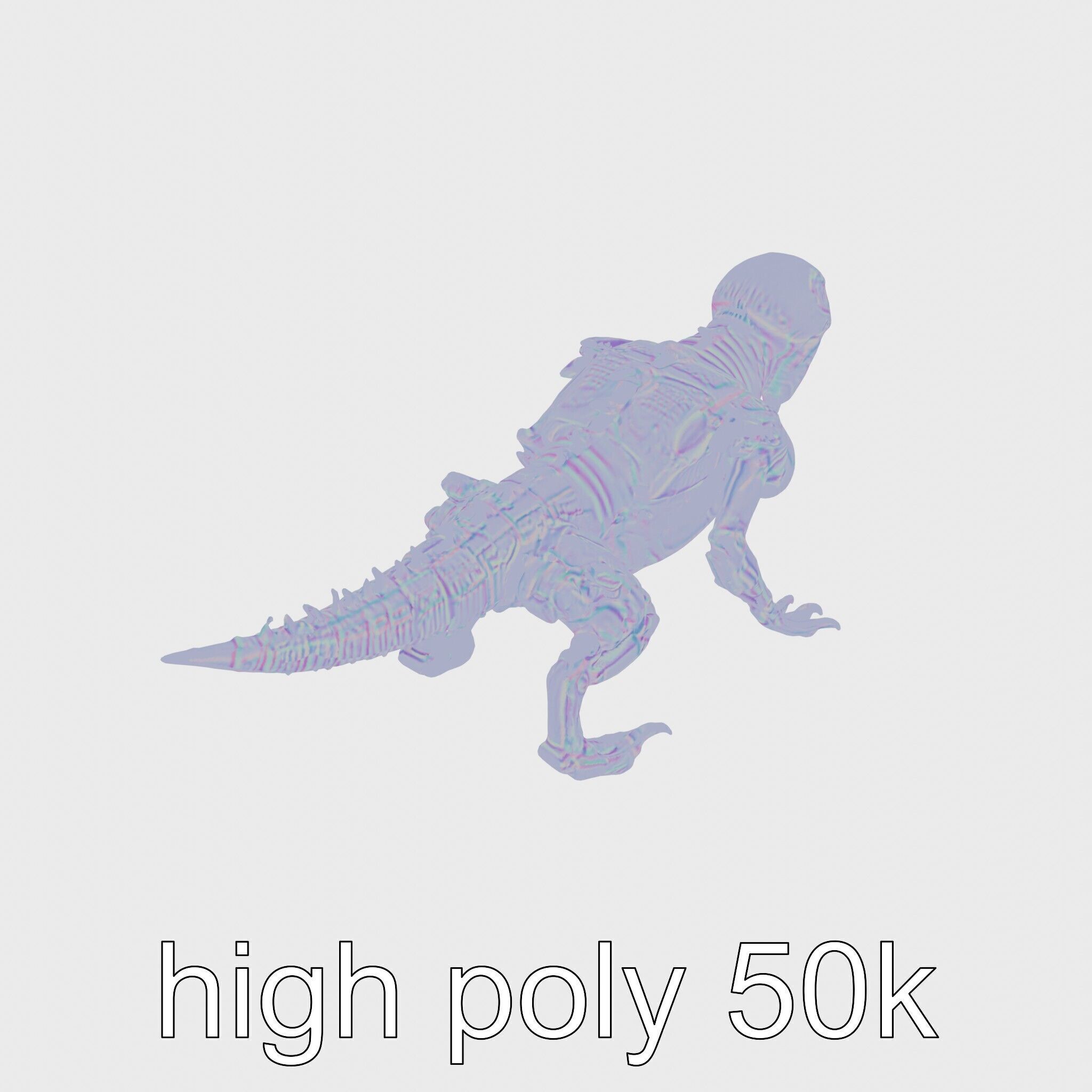 Mechanical Dinosaur Beast with Bleeding Wounds Low-poly 3D model_23