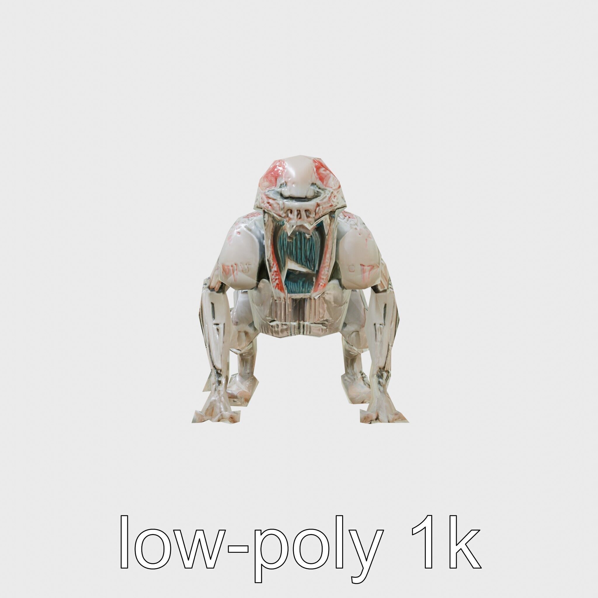 Mechanical Dinosaur Beast with Bleeding Wounds Low-poly 3D model_19