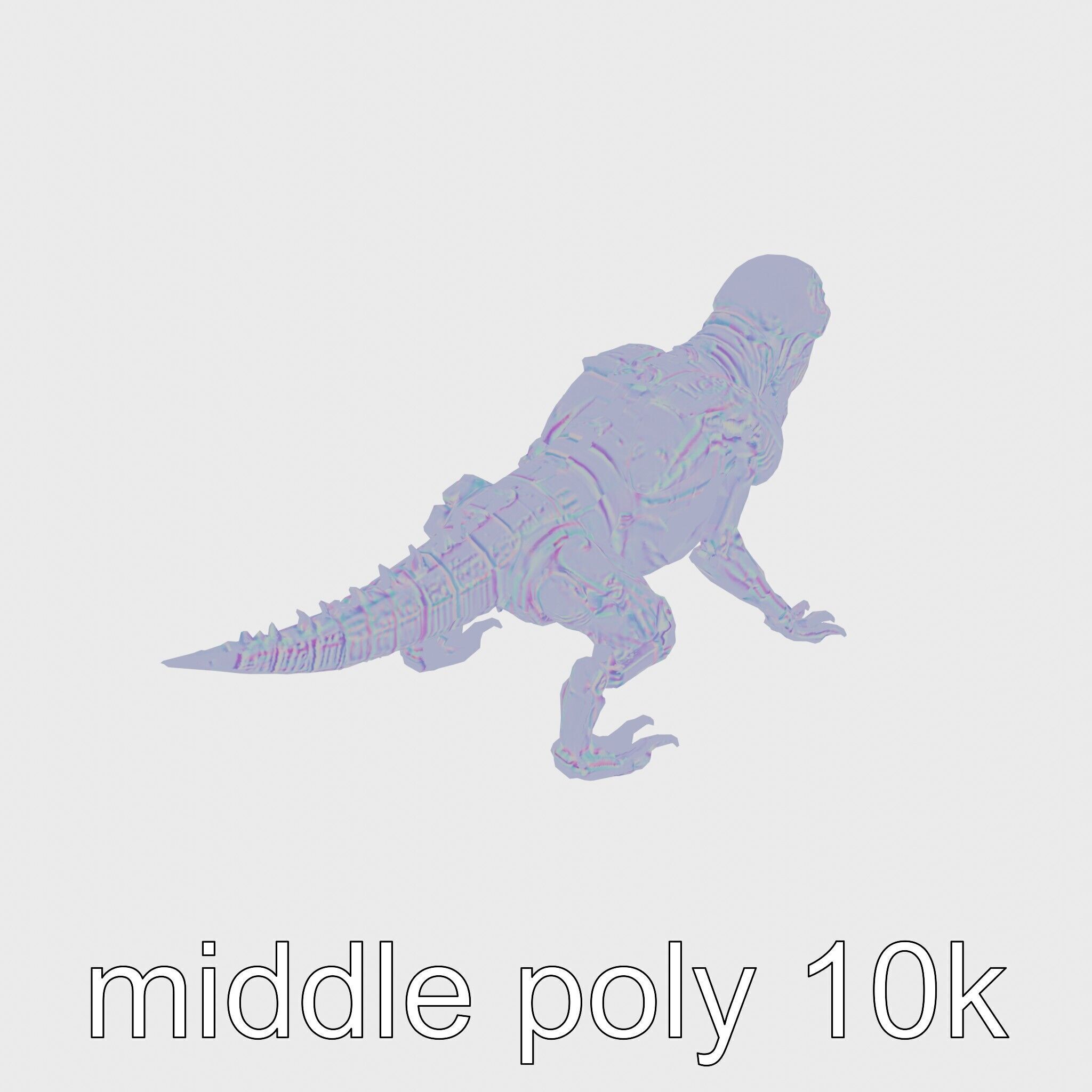 Mechanical Dinosaur Beast with Bleeding Wounds Low-poly 3D model_18