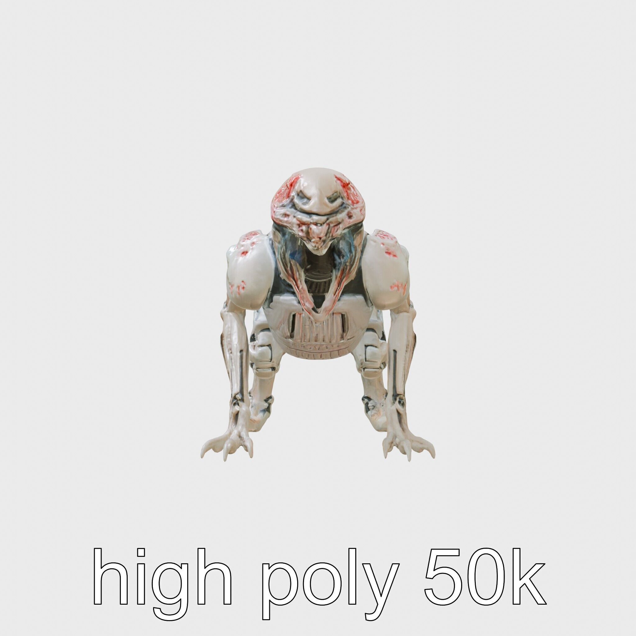 Mechanical Dinosaur Beast with Bleeding Wounds Low-poly 3D model_28