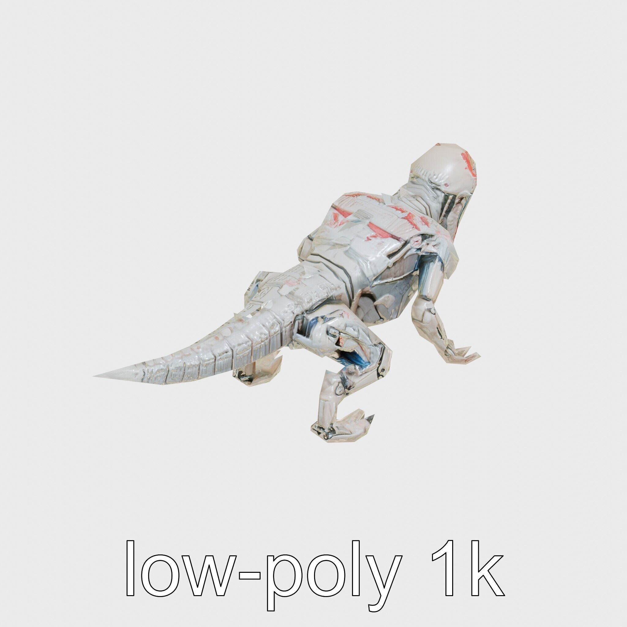 Mechanical Dinosaur Beast with Bleeding Wounds Low-poly 3D model_14