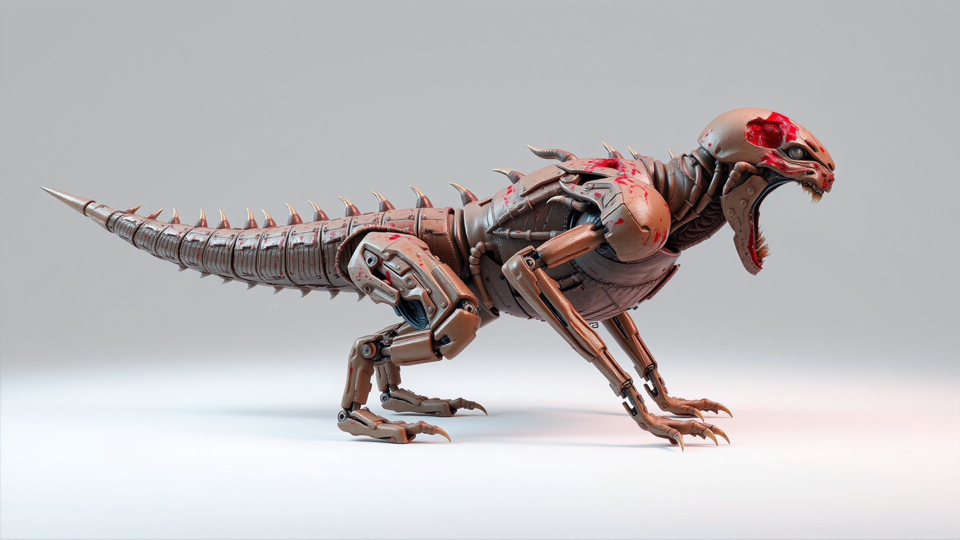 Mechanical Dinosaur Beast with Bleeding Wounds Low-poly 3D model_3
