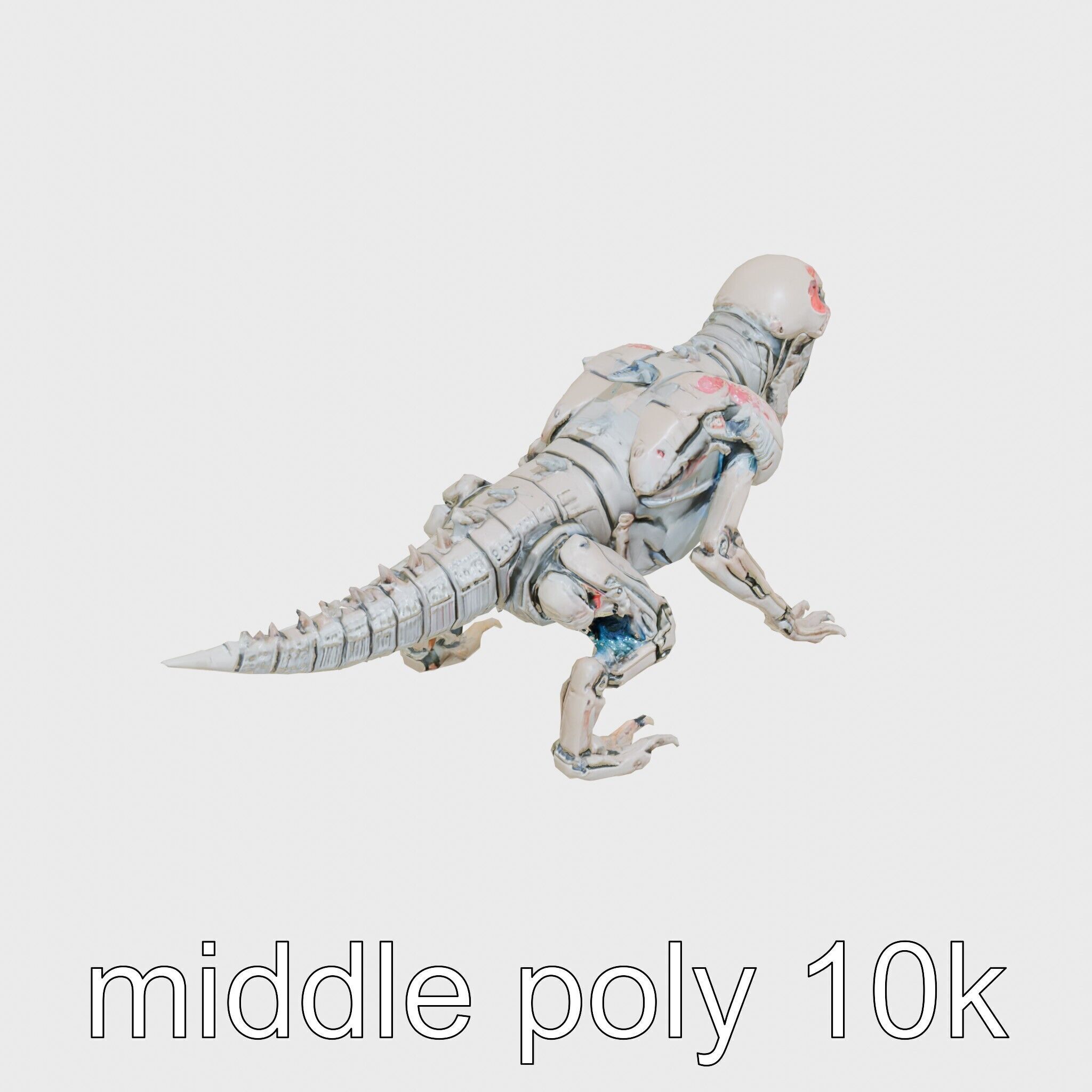 Mechanical Dinosaur Beast with Bleeding Wounds Low-poly 3D model_9