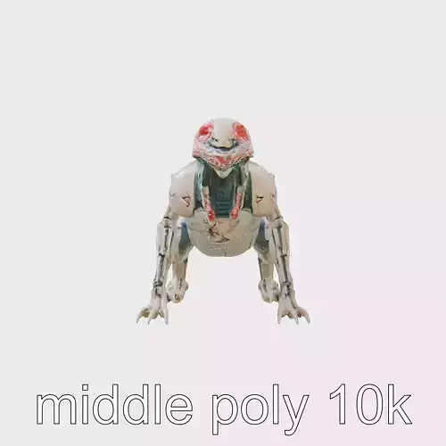 Mechanical Dinosaur Beast with Bleeding Wounds Low-poly 3D model