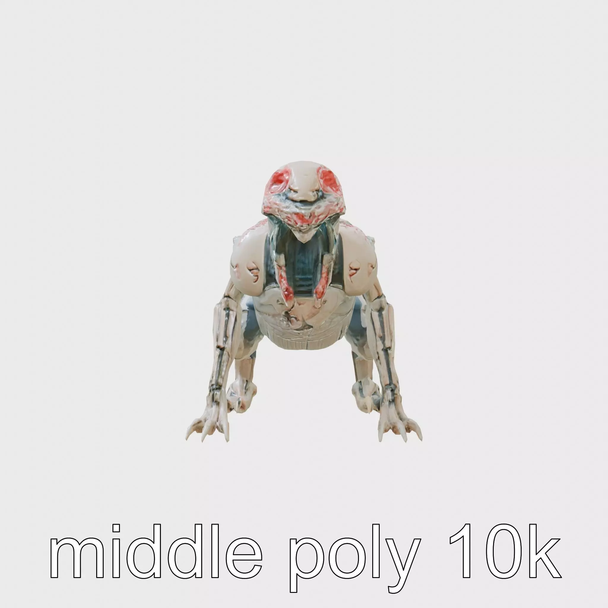 Mechanical Dinosaur Beast with Bleeding Wounds Low-poly 3D model_0