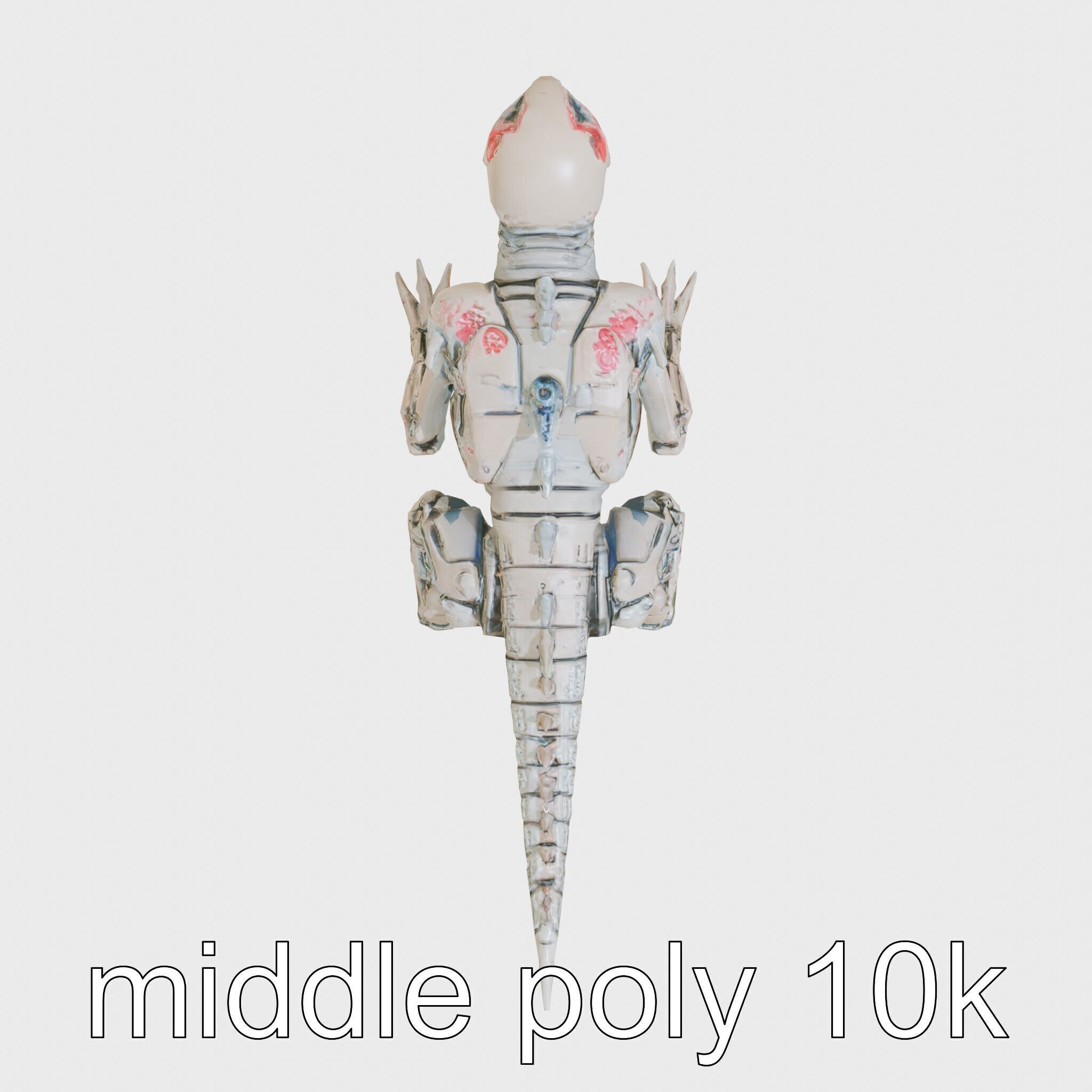 Mechanical Dinosaur Beast with Bleeding Wounds Low-poly 3D model_13