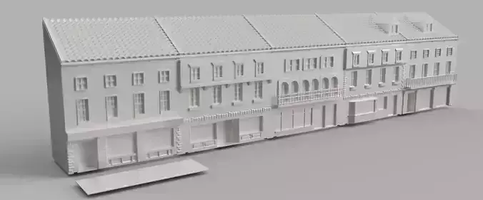 Townhouse Street Shops 1 to 100 scale Diorama 3D print model
