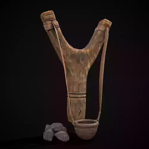Viking Carved Slingshot Low-poly 3D model