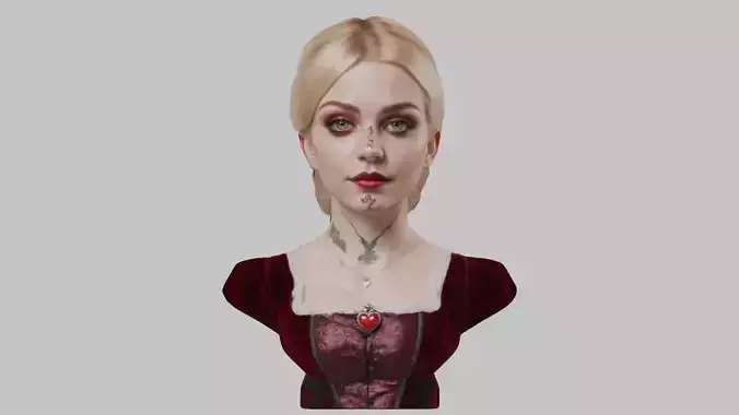3D Tudor Lady Bust - Historical Character Model