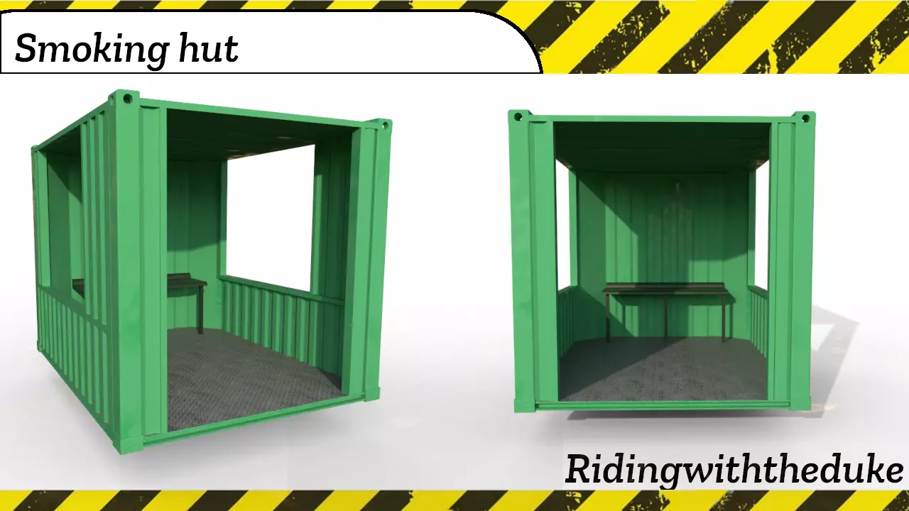 Smoking shelter hut Low-poly 3D model