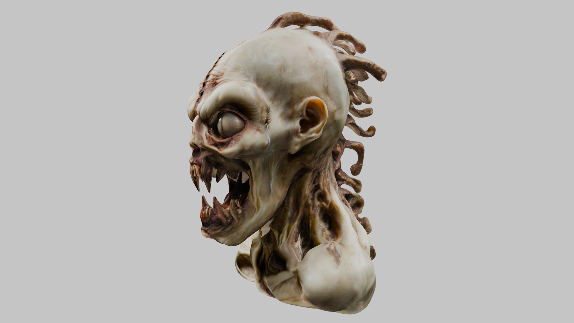 Humanoid Creature Bust 3D Model Low-poly 3D model_12