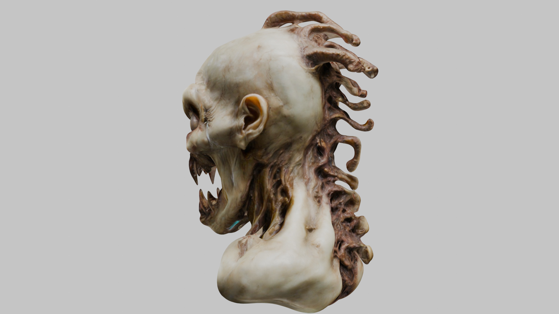 Humanoid Creature Bust 3D Model Low-poly 3D model_8