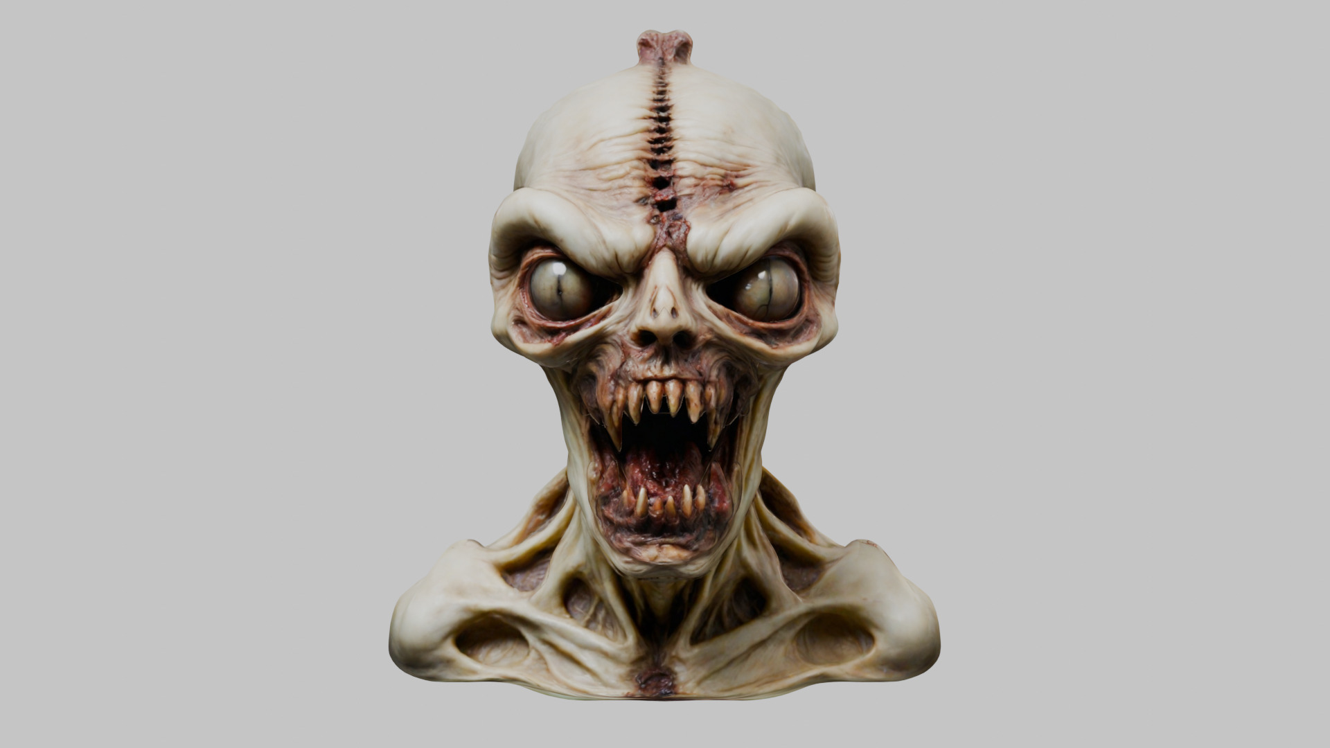 Humanoid Creature Bust 3D Model Low-poly 3D model_2