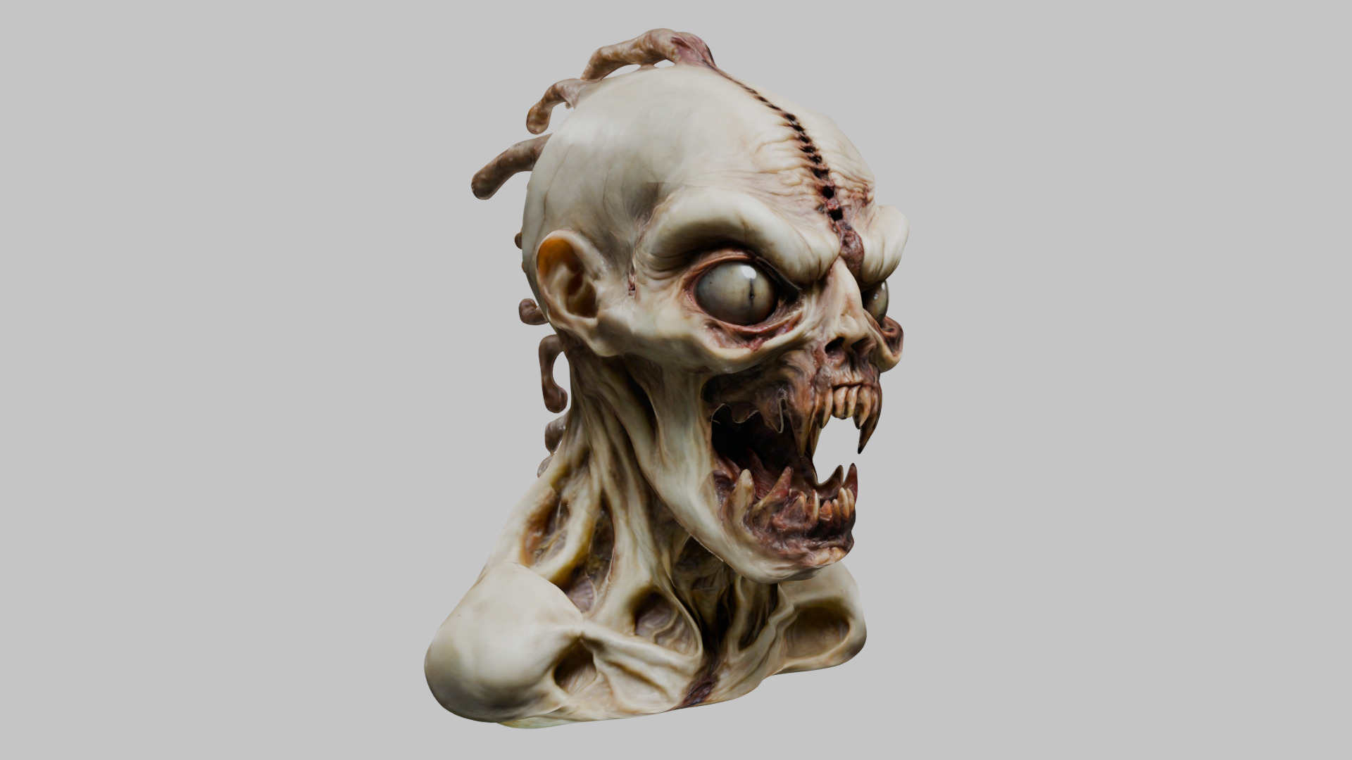 Humanoid Creature Bust 3D Model Low-poly 3D model_17