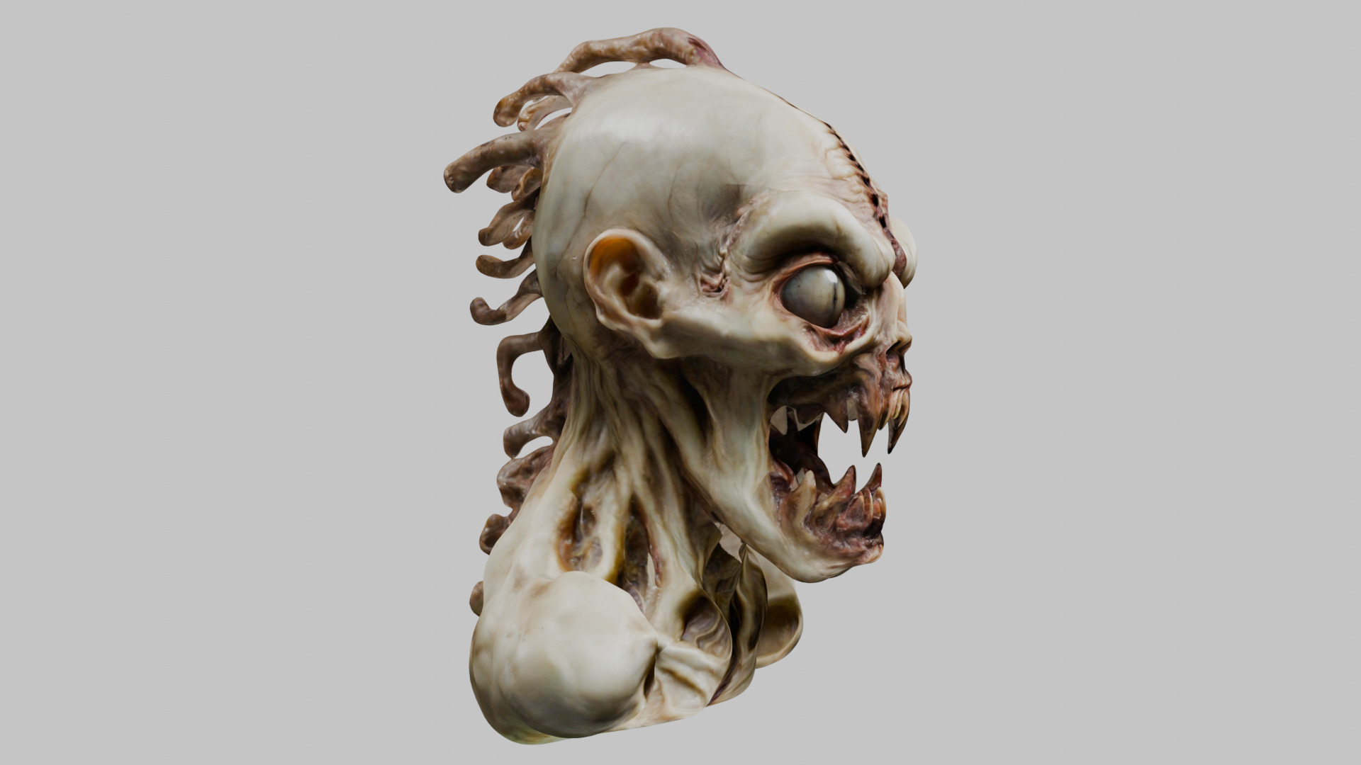 Humanoid Creature Bust 3D Model Low-poly 3D model_22