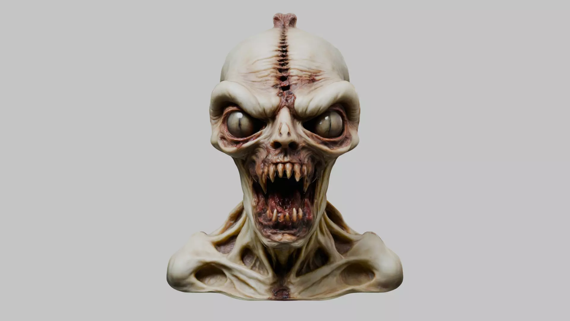 Humanoid Creature Bust 3D Model Low-poly 3D model_0