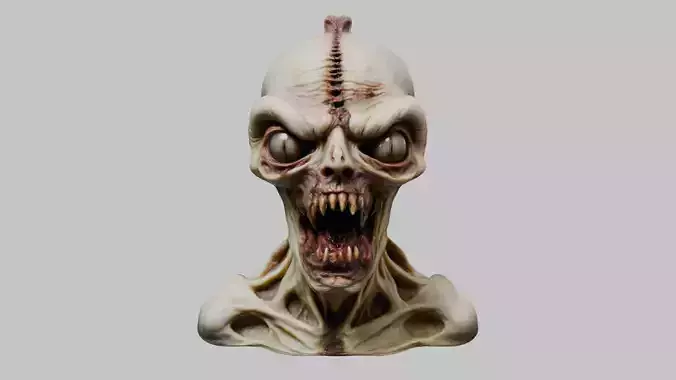Humanoid Creature Bust 3D Model