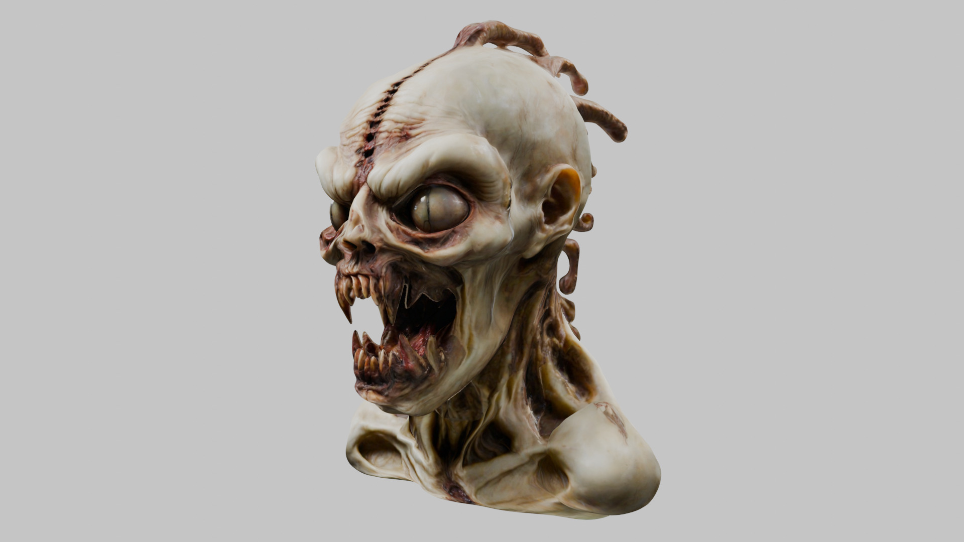 Humanoid Creature Bust 3D Model Low-poly 3D model_14