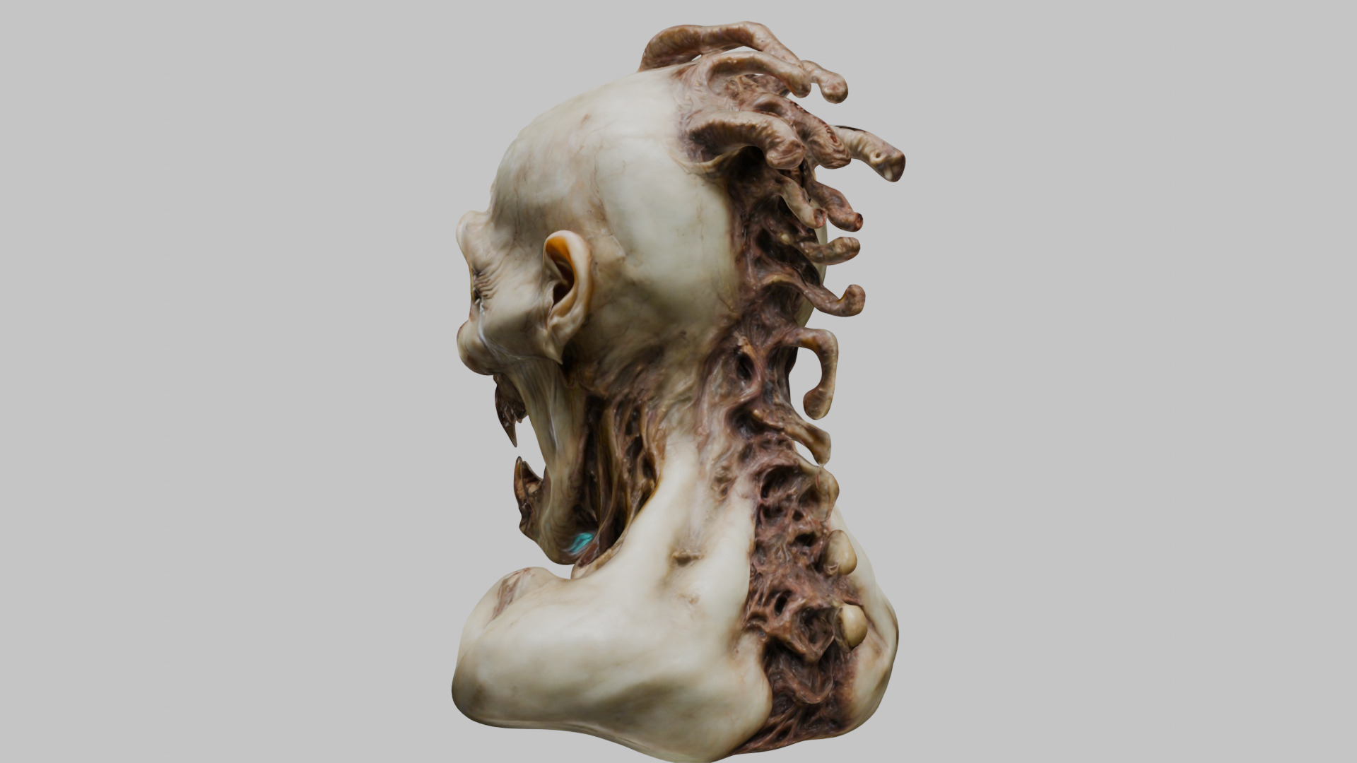 Humanoid Creature Bust 3D Model Low-poly 3D model_6