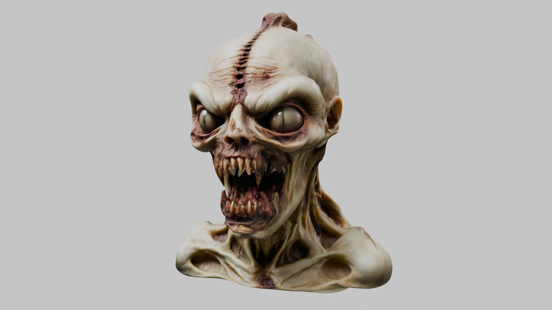 Humanoid Creature Bust 3D Model Low-poly 3D model_13