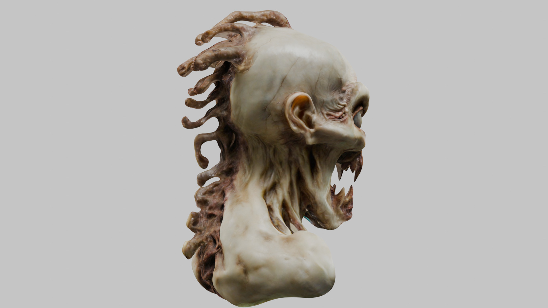 Humanoid Creature Bust 3D Model Low-poly 3D model_26