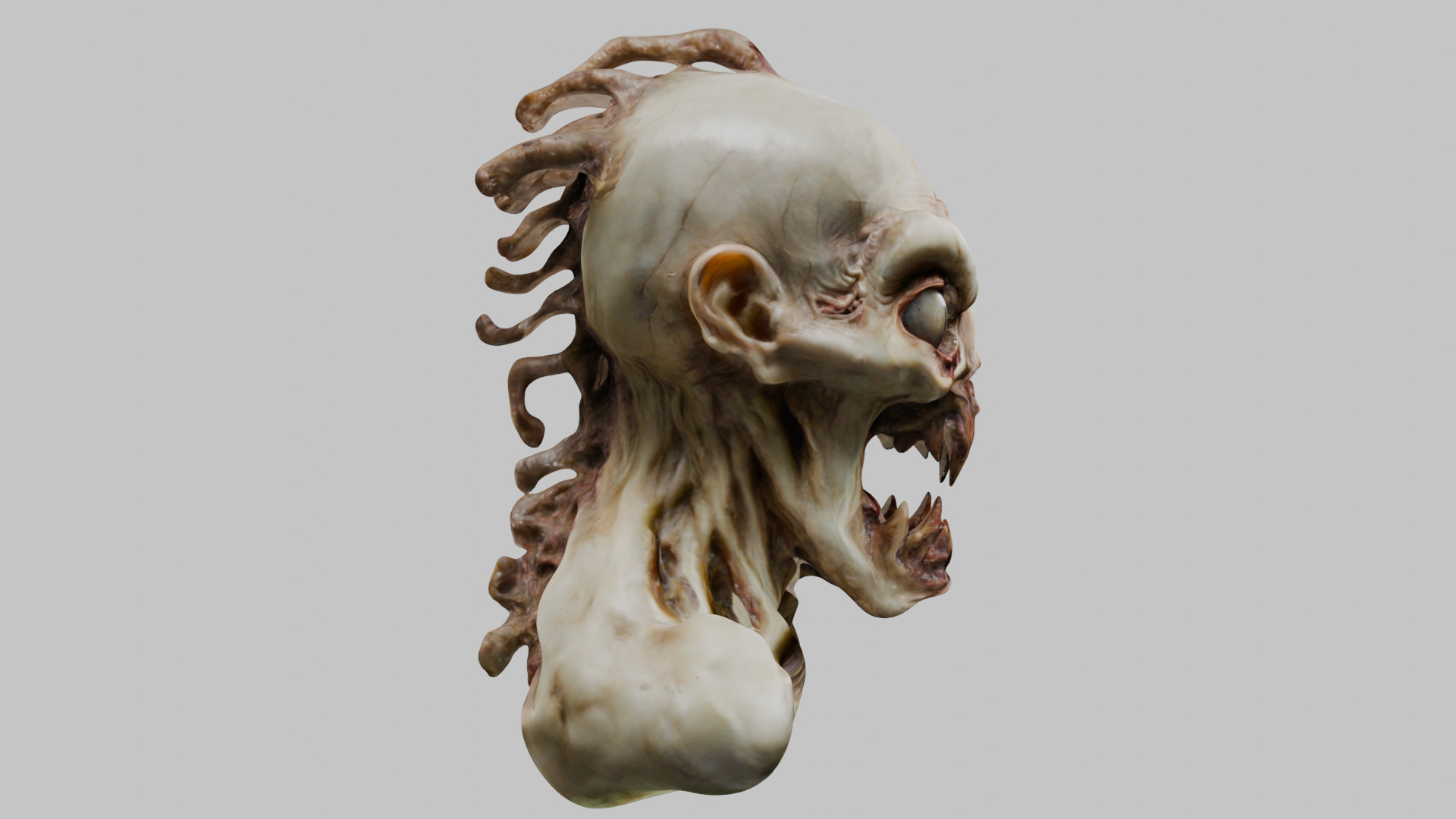 Humanoid Creature Bust 3D Model Low-poly 3D model_21