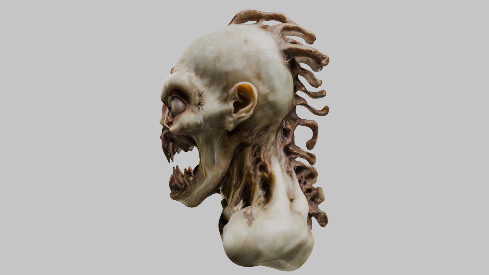 Humanoid Creature Bust 3D Model Low-poly 3D model_7