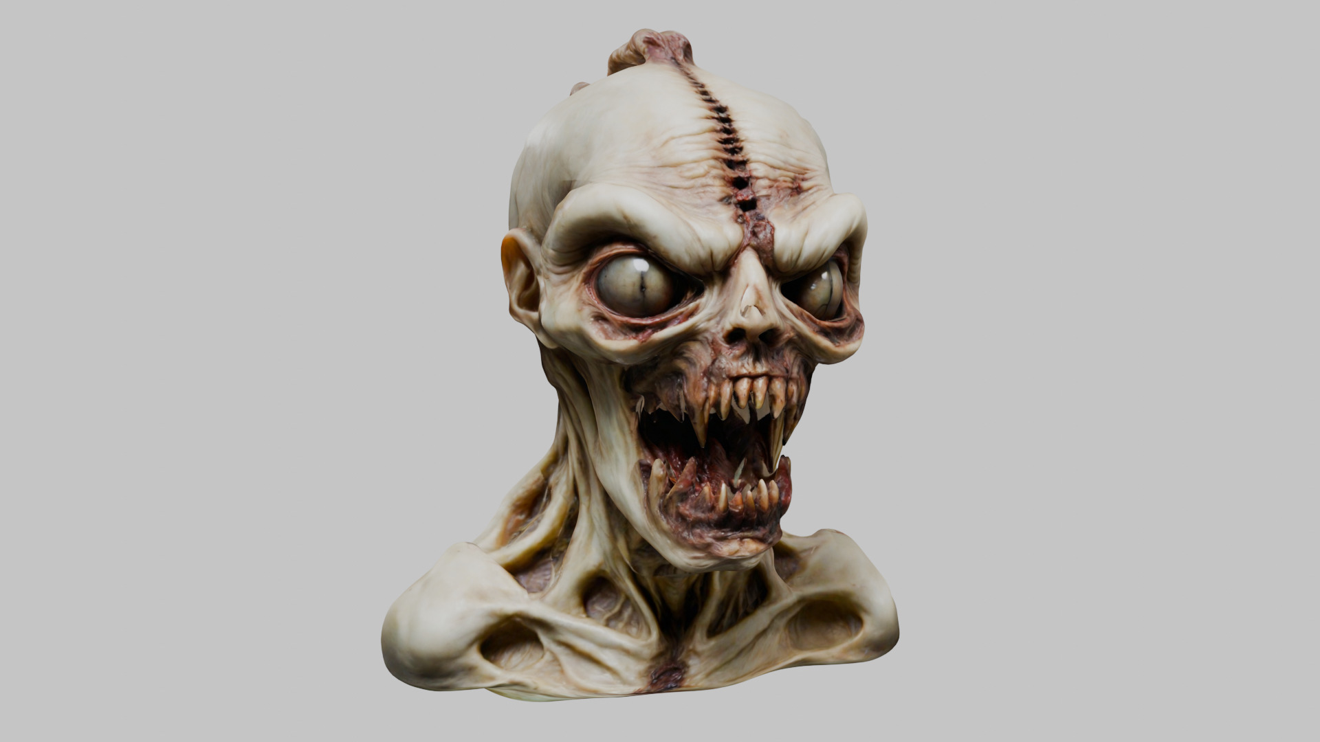 Humanoid Creature Bust 3D Model Low-poly 3D model_18