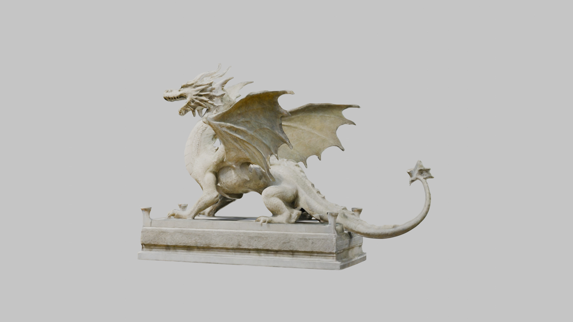 Stone Dragon Statue - Fantasy Garden Decor 3D Model Low-poly 3D model_19