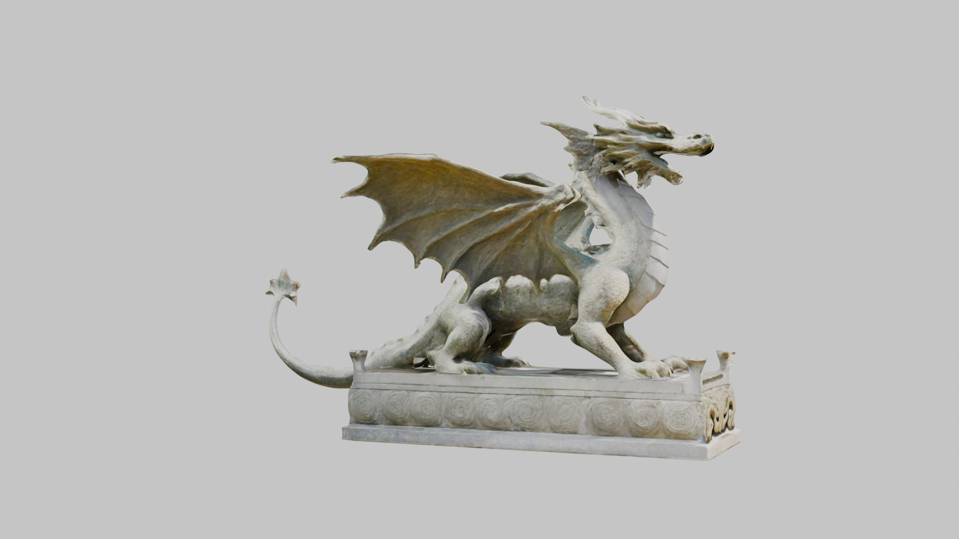 Stone Dragon Statue - Fantasy Garden Decor 3D Model Low-poly 3D model_26