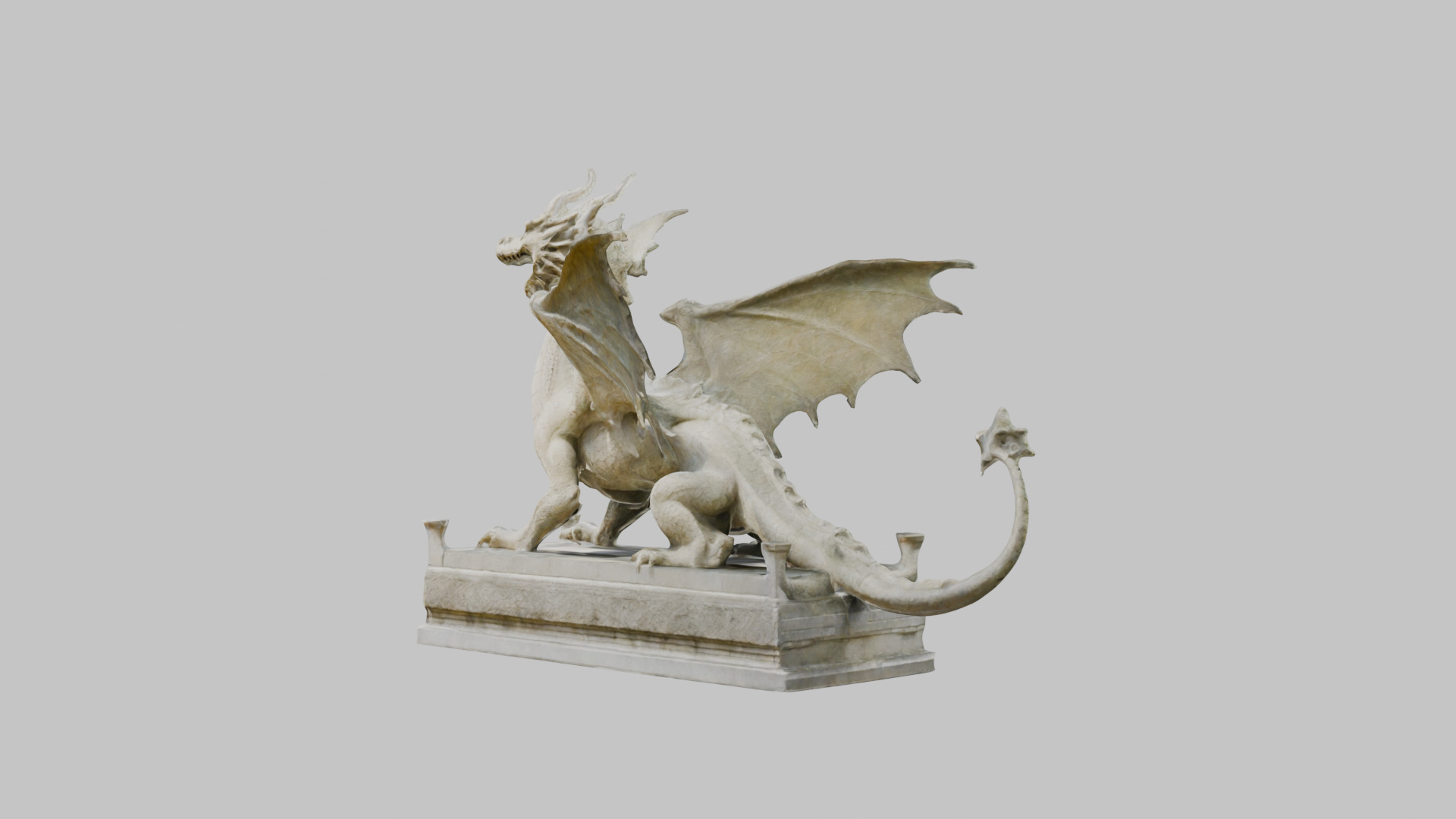 Stone Dragon Statue - Fantasy Garden Decor 3D Model Low-poly 3D model_18