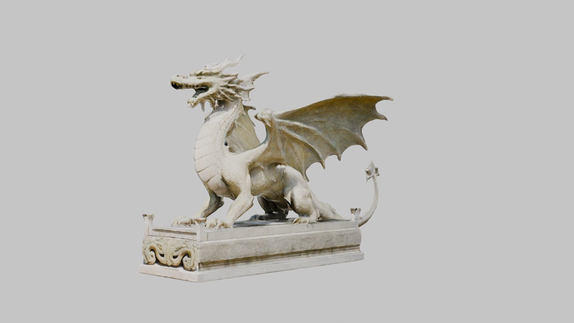 Stone Dragon Statue - Fantasy Garden Decor 3D Model Low-poly 3D model_6