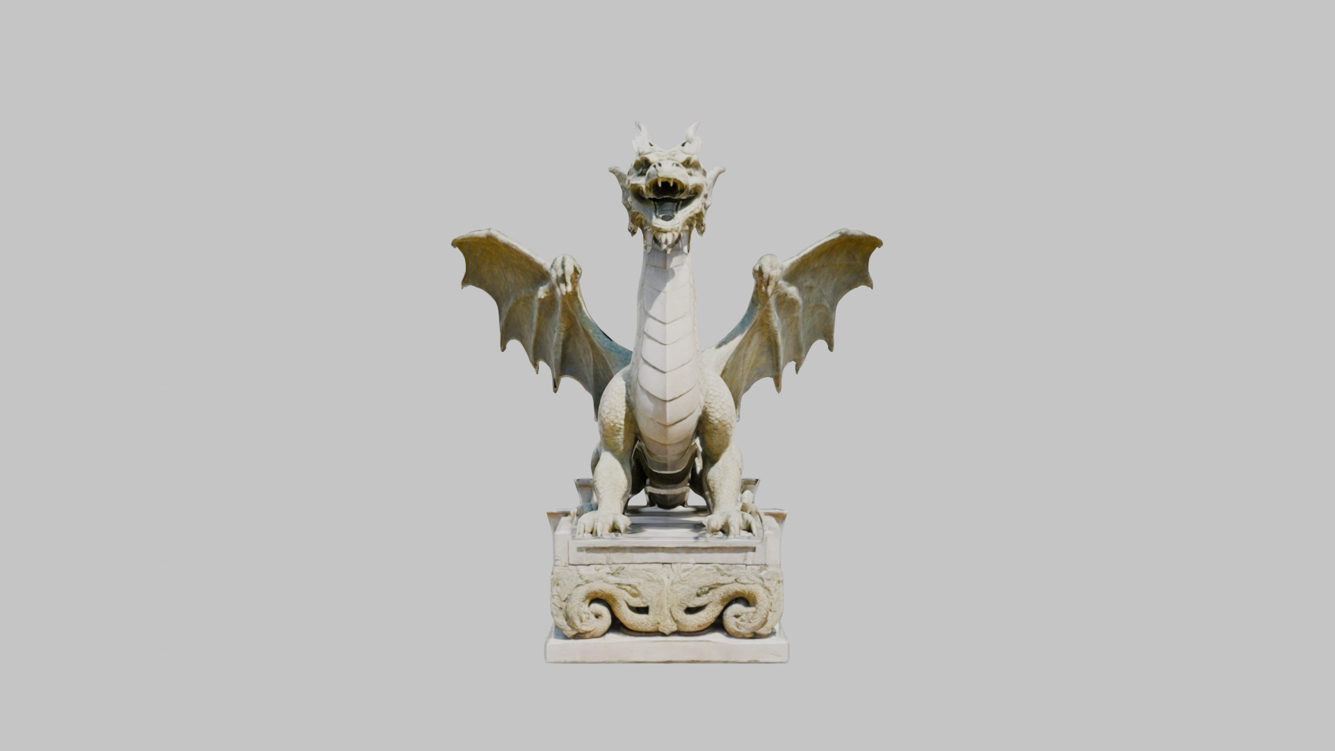 Stone Dragon Statue - Fantasy Garden Decor 3D Model Low-poly 3D model_16