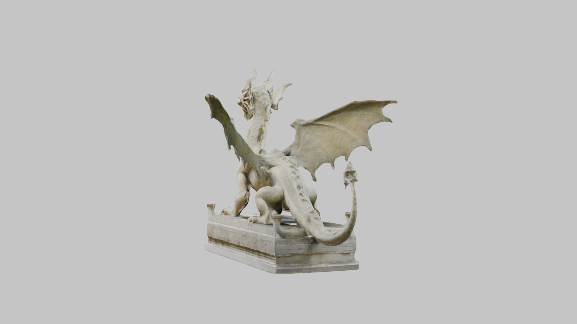 Stone Dragon Statue - Fantasy Garden Decor 3D Model Low-poly 3D model_1