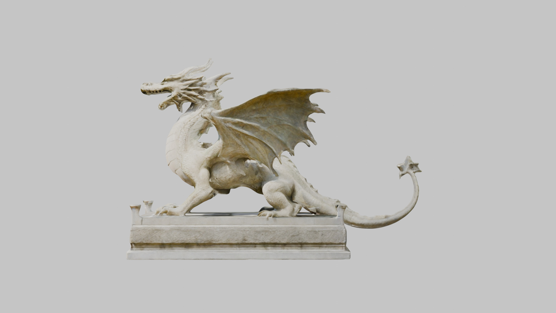 Stone Dragon Statue - Fantasy Garden Decor 3D Model Low-poly 3D model_4
