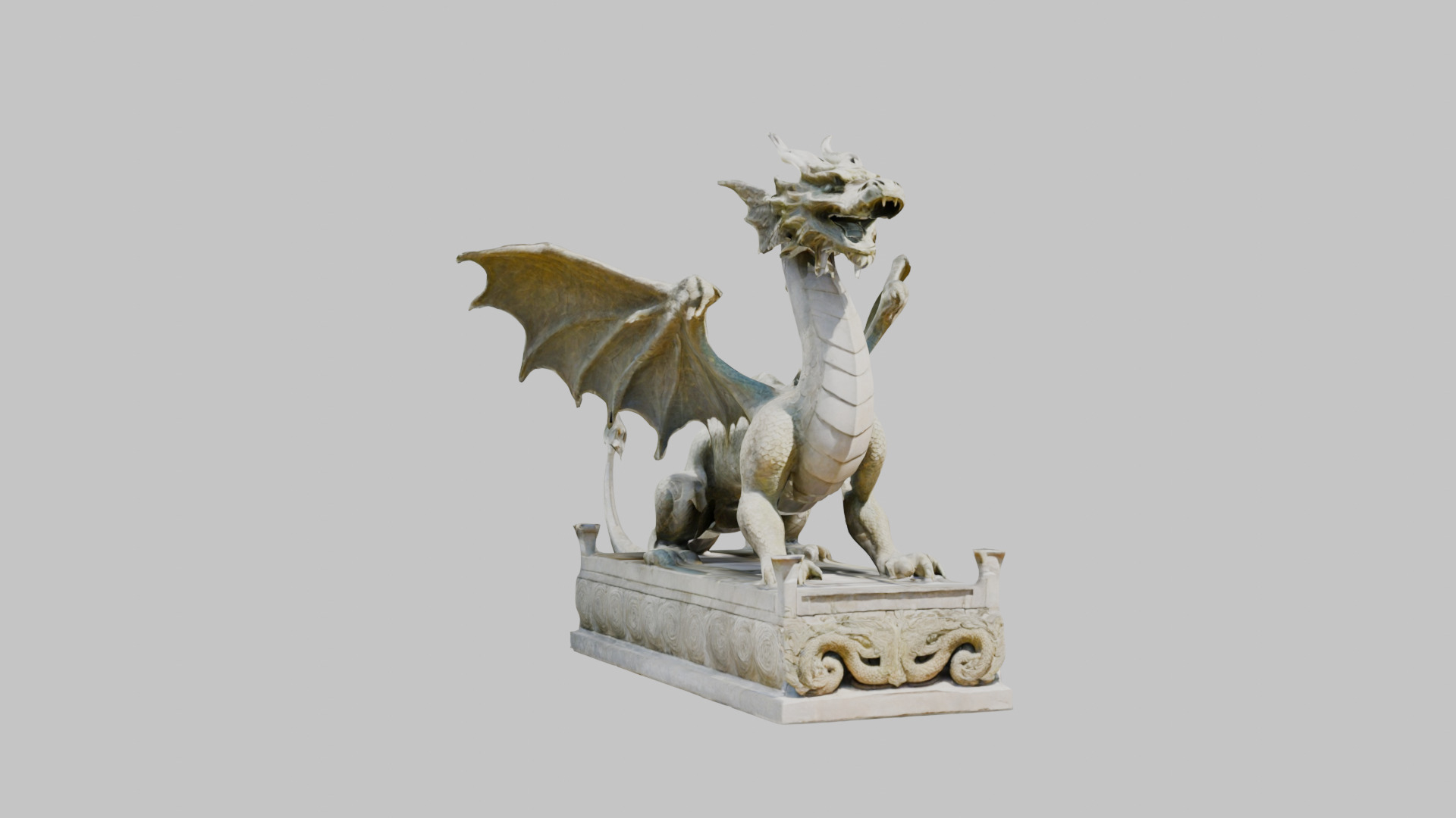 Stone Dragon Statue - Fantasy Garden Decor 3D Model Low-poly 3D model_8