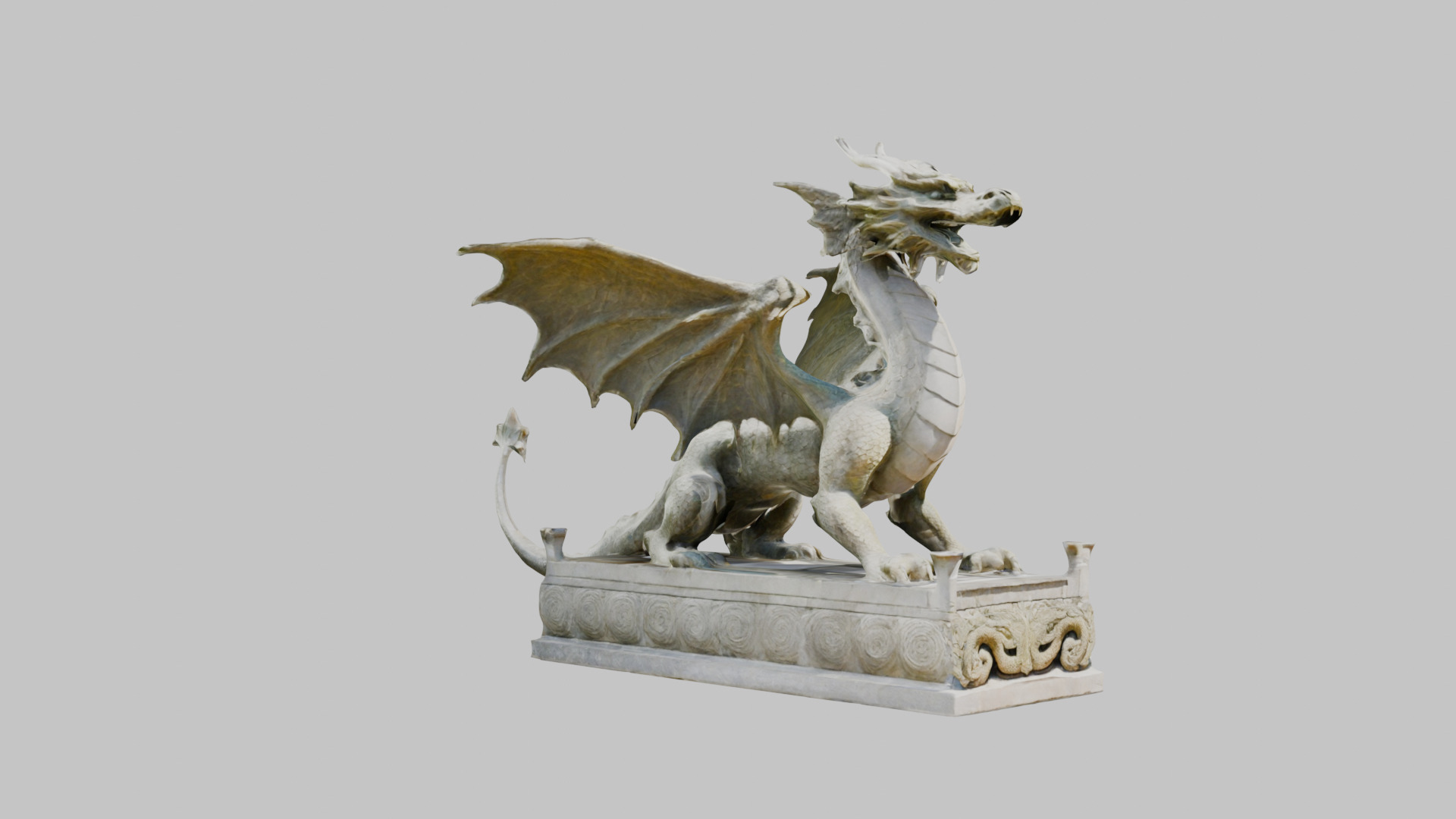 Stone Dragon Statue - Fantasy Garden Decor 3D Model Low-poly 3D model_25
