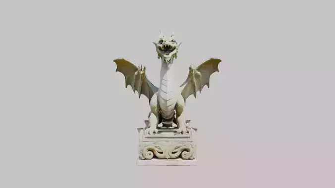 Stone Dragon Statue - Fantasy Garden Decor 3D Model