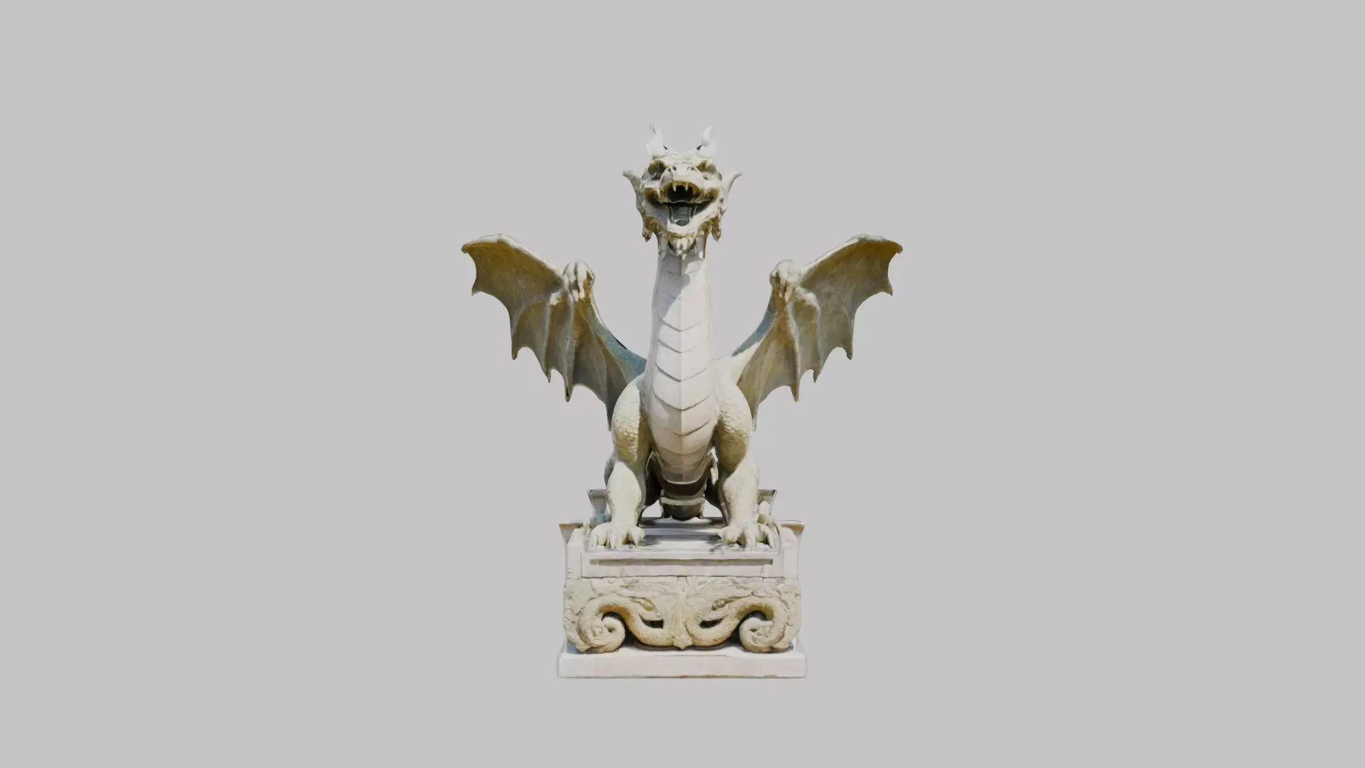 Stone Dragon Statue - Fantasy Garden Decor 3D Model Low-poly 3D model_0