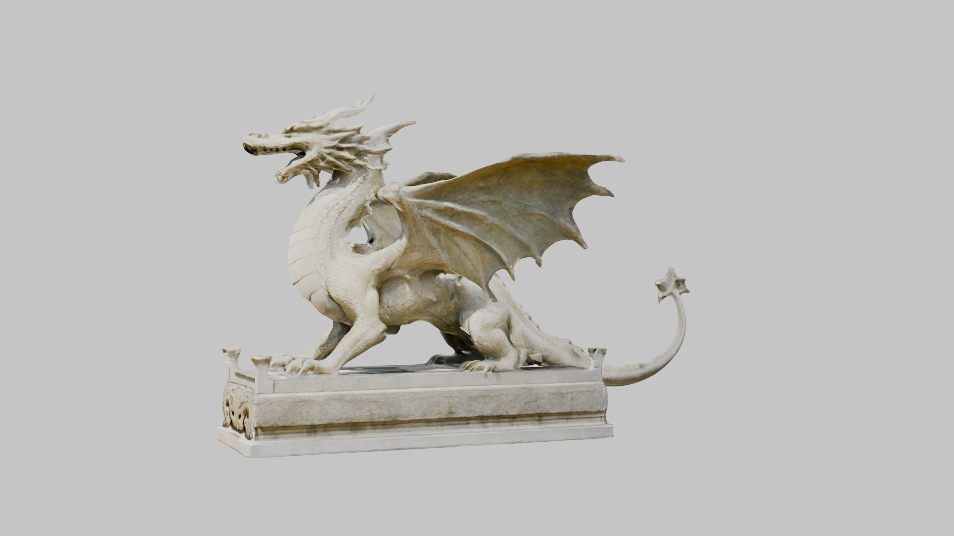 Stone Dragon Statue - Fantasy Garden Decor 3D Model Low-poly 3D model_5
