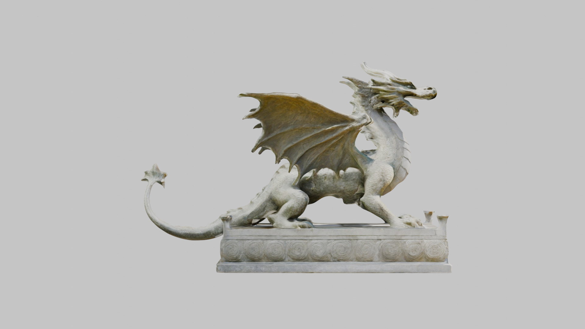 Stone Dragon Statue - Fantasy Garden Decor 3D Model Low-poly 3D model_27