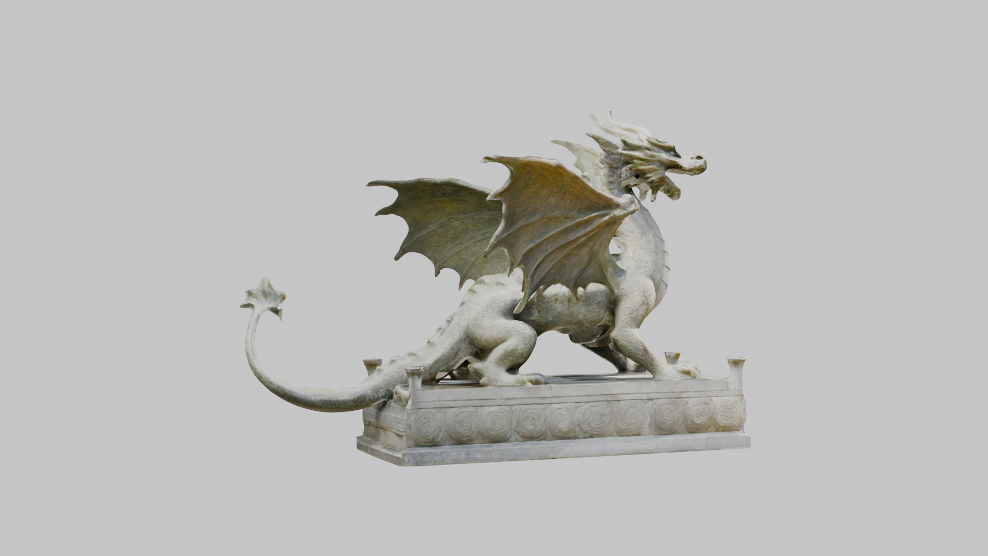 Stone Dragon Statue - Fantasy Garden Decor 3D Model Low-poly 3D model_28