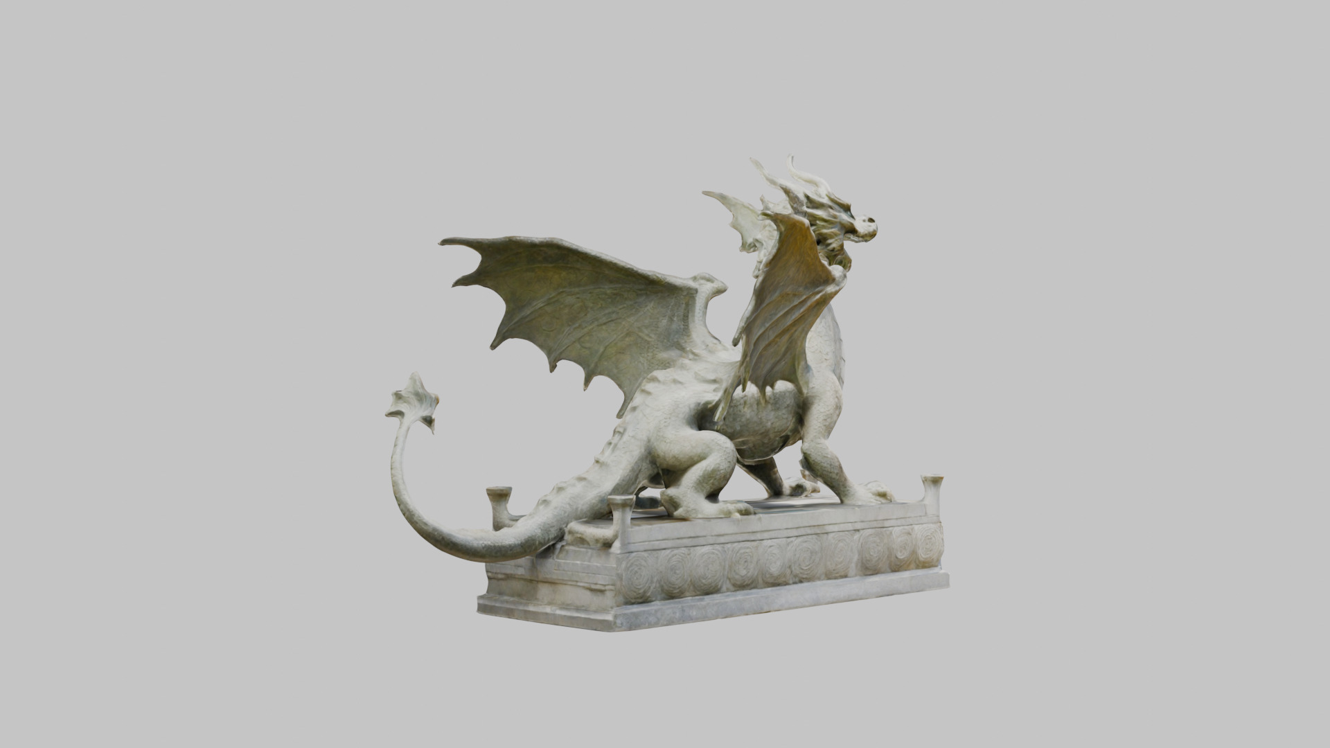 Stone Dragon Statue - Fantasy Garden Decor 3D Model Low-poly 3D model_13