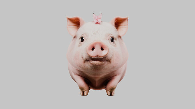 3D Pig Model - Cartoon Animal Character Low-poly 3D model